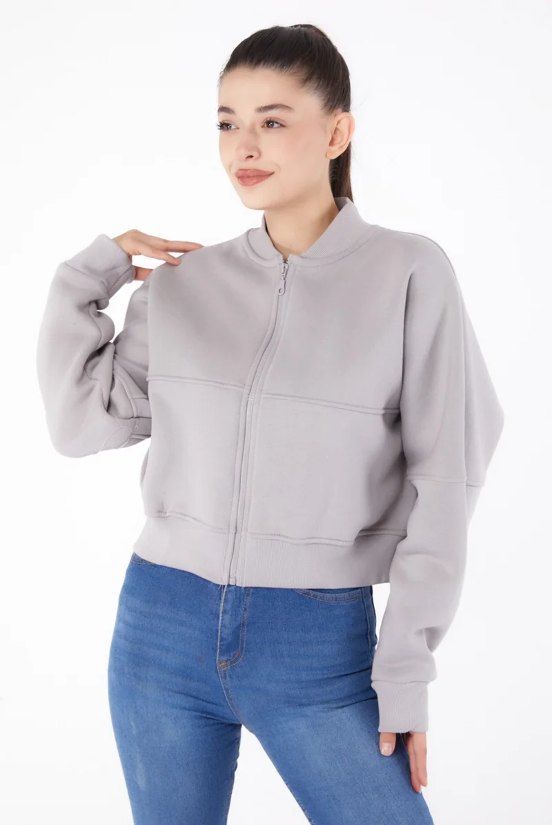Tofisa Plain Judge Collar Women's Gray Tracksuit - 26275