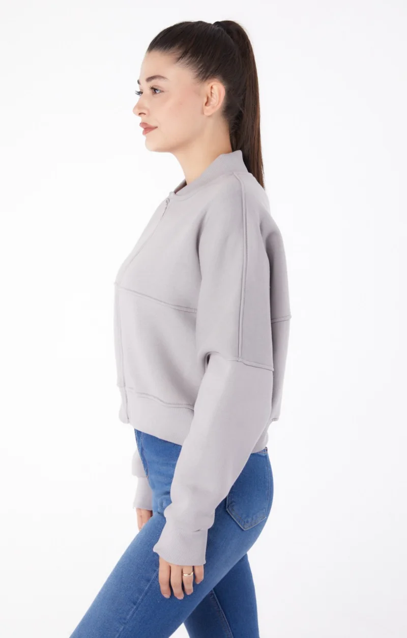 Tofisa Plain Judge Collar Women's Gray Tracksuit - 26275