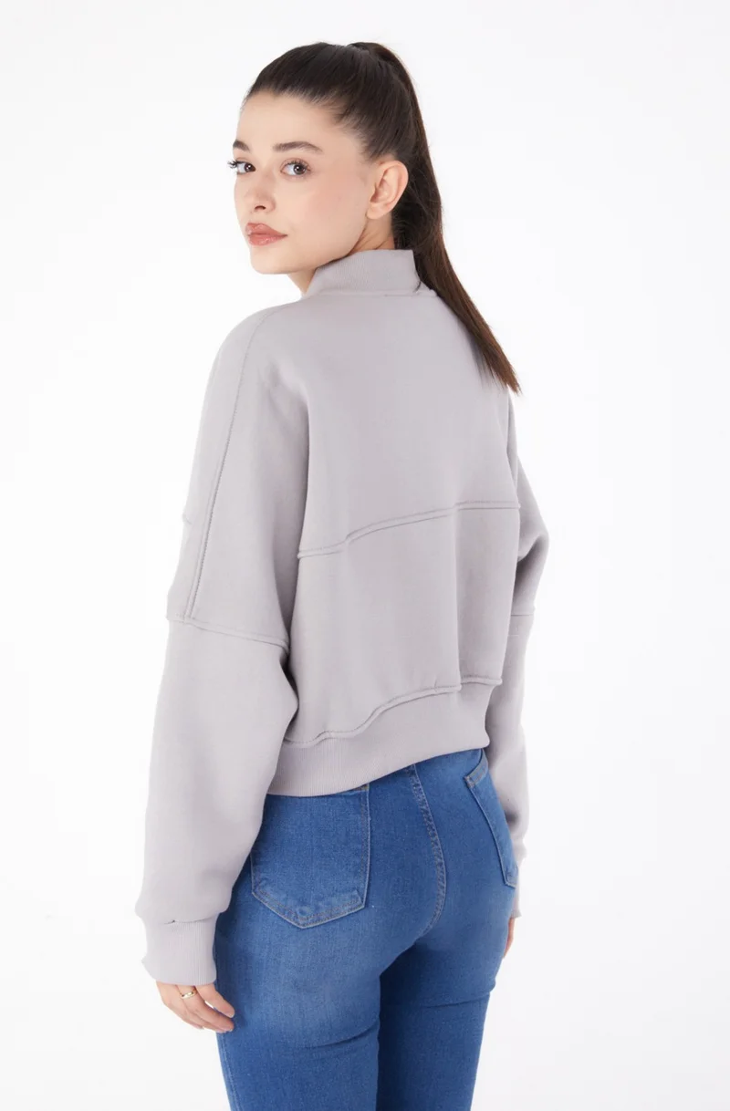 Tofisa Plain Judge Collar Women's Gray Tracksuit - 26275