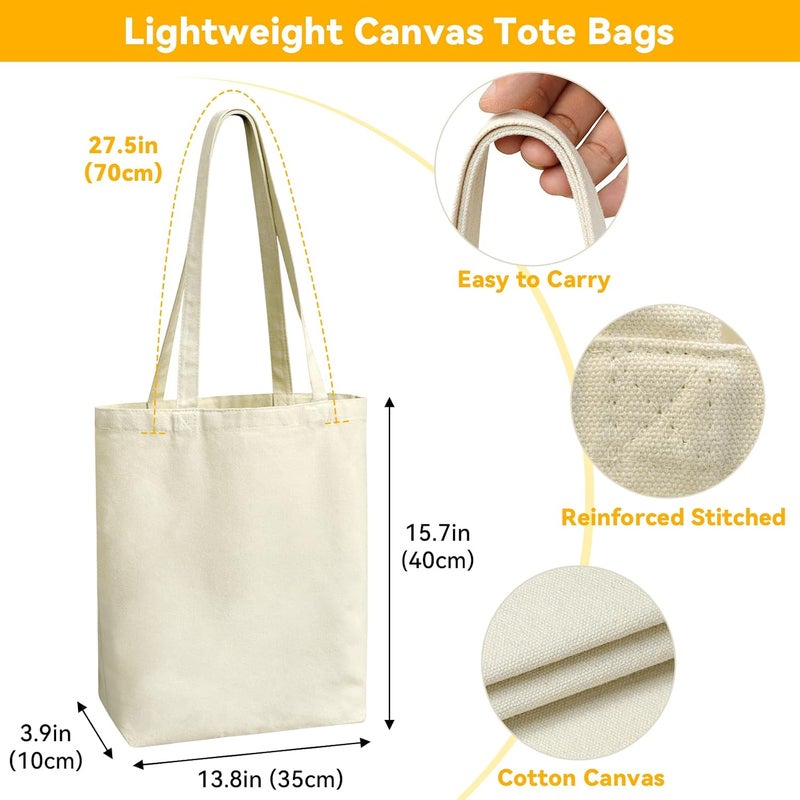 Coddsmz Reusable Grocery Bags Set of 5 Foldable Shopping Travel Storage Bags Blank Canvas Tote Bags for DIY Painting Crafting - Image 2