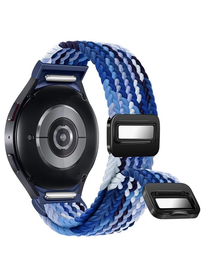 BandRain One Click No Gap Magnetic Braided Bands Compatible with Samsung Galaxy Watch 7 6 4 5 FE Band 40mm 44mm/Watch 6 4 Classic 47mm 43mm 42mm 46mm/Watch 5 Pro 45mm, 20mm Elastic Nylon Sport Strap Men Women - Image 1