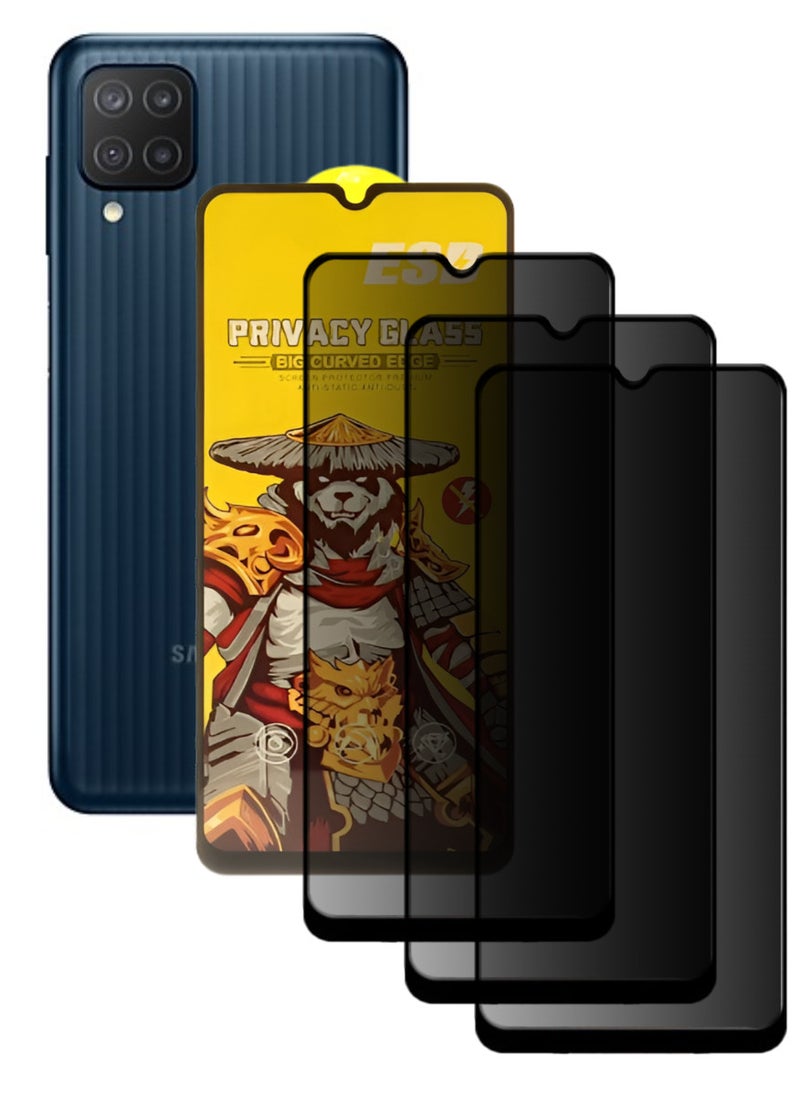 ESD 3 Pieces Tempered Dustproof Privacy Glass Screen Protector Compatible For Samsung Galaxy M12 - Image 1