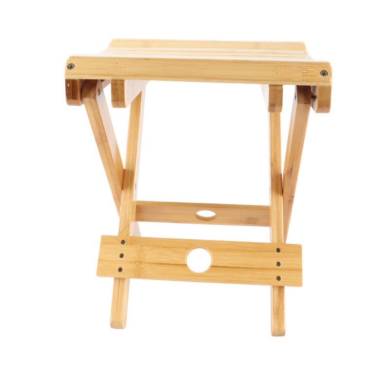 Folding Bamboo Stool: Round Corner Design, Foldable & Portable, Hard Wear Resistant - Shower Footrest for Home Bathroom, Travel & Outdoor Use - Image 5