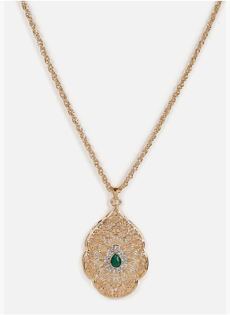 SOHI Gold Plated Designer Stone Necklace