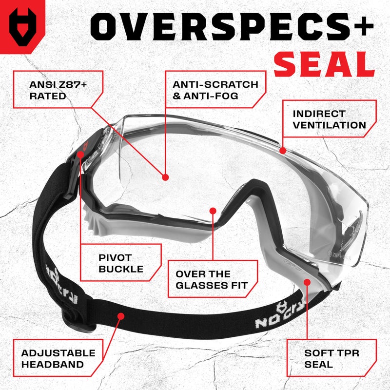 NoCry Clear Safety Goggles Over Glasses â€” for Men & Women With Gasket, UV380, Anti Fog Panoramic Vented Lenses â€” ANSI Z87.1 Eye Protection For Construction, Dust And Lab Goggles Adult - Image 2
