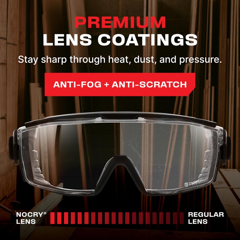NoCry Clear Safety Goggles Over Glasses â€” for Men & Women With Gasket, UV380, Anti Fog Panoramic Vented Lenses â€” ANSI Z87.1 Eye Protection For Construction, Dust And Lab Goggles Adult - Image 5