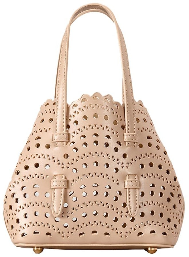 Molodo Hollow Out Small Basket Bags for Women PU Leather Handbag with Inner Bag Shoulder Crossbody Bag for Beach Summer Travel - Image 1