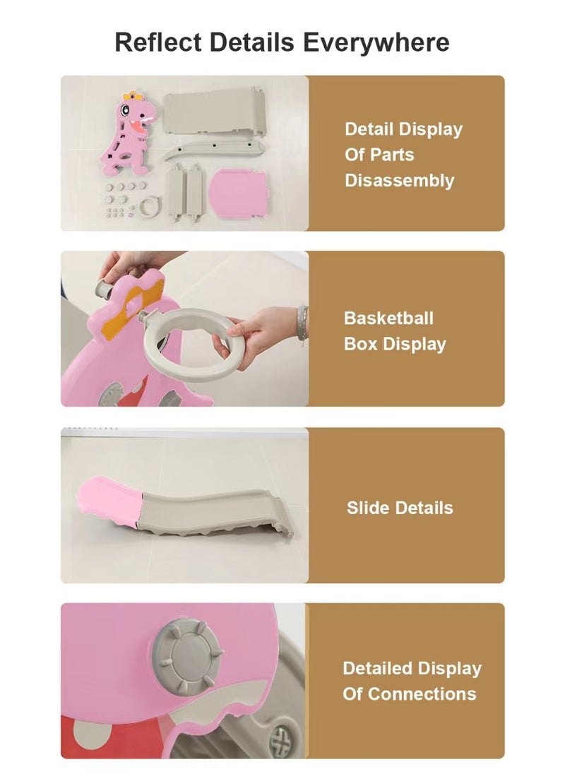 MaBaby Foldable Children's Slide Home Children's Independent Entertainment Slide Playground Slide Children's Climbing Toy Set Easy To Assemble With Basketball Stand Suitable For Children's Indoor And Outdoor Entertainment  - Image 5