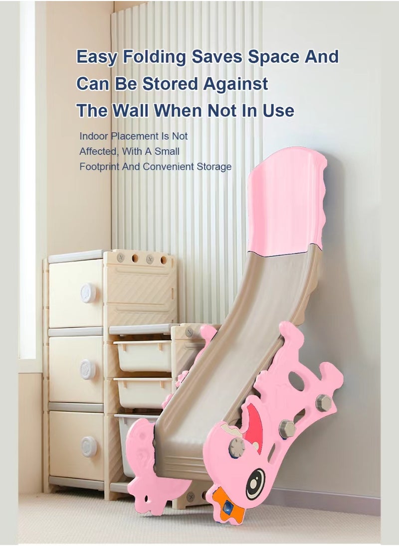 MaBaby Foldable Children's Slide Home Children's Independent Entertainment Slide Playground Slide Children's Climbing Toy Set Easy To Assemble With Basketball Stand Suitable For Children's Indoor And Outdoor Entertainment  - Image 4