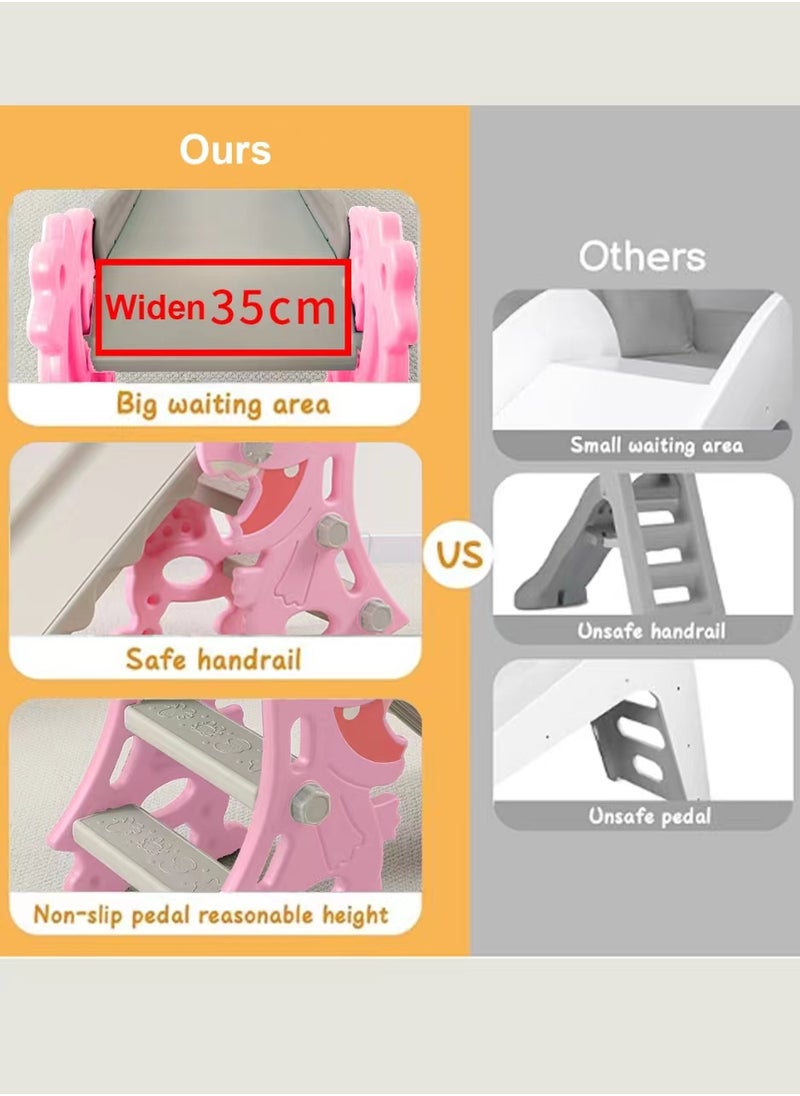 MaBaby Foldable Children's Slide Home Children's Independent Entertainment Slide Playground Slide Children's Climbing Toy Set Easy To Assemble With Basketball Stand Suitable For Children's Indoor And Outdoor Entertainment  - Image 3