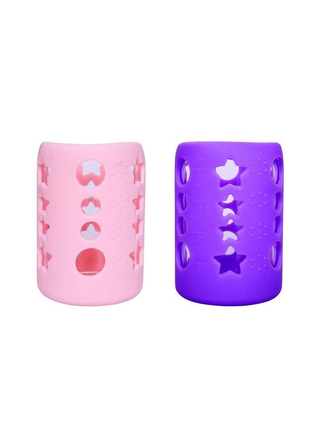 The Little Lookers - � Baby Feeding Bottle Silicone Warmer Cover;Sleeve Holder;Insulated Protection For Newborns;Infants;Babies (Pack Of 2) (Pink & Purple 120 Ml) - Image 1