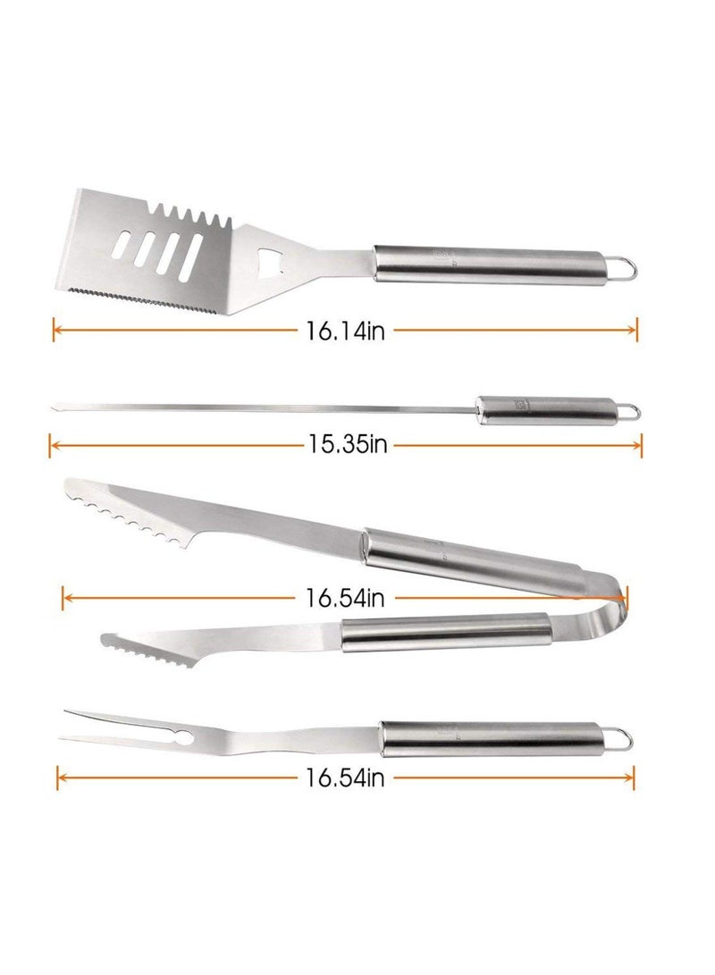 BBQ Portable Stainless Steel Outdoor Indoor Grilling Utensil for Camping with Aluminium Case Set of 19  - Image 3
