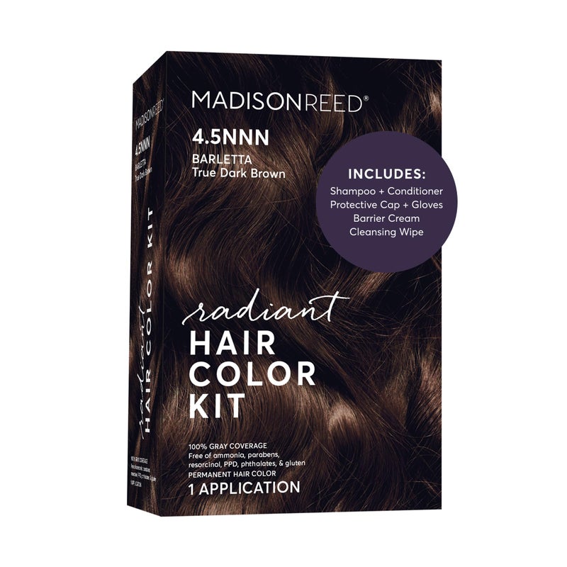 Madison Reed مجموعة لون الشعر المتألق من ماديسون ريد 45NNN بني داكن بارليتا بني لتغطية 100% من الشعر الرمادي جودة صالون صبغة شعر دائمة خالية من PPD خالية من الأمونيا قد يختلف التعبئة 1 عبوة - Image 3