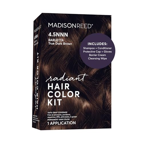 Madison Reed مجموعة لون الشعر المتألق من ماديسون ريد 45NNN بني داكن بارليتا بني لتغطية 100% من الشعر الرمادي جودة صالون صبغة شعر دائمة خالية من PPD خالية من الأمونيا قد يختلف التعبئة 1 عبوة - Image 1