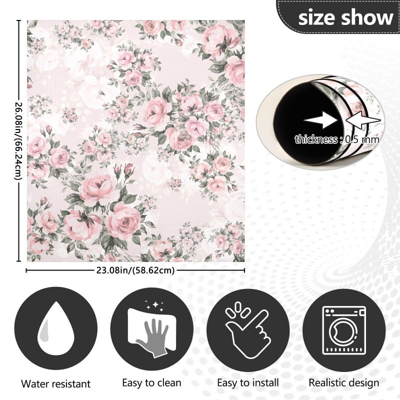 BOENLE Floral Pink Roses Bouquets Dishwasher Magnet Cover Sticker Magnetic Refrigerator Panel Front Door Fridge Microwave Decal Decorative Vinyl - Image 4