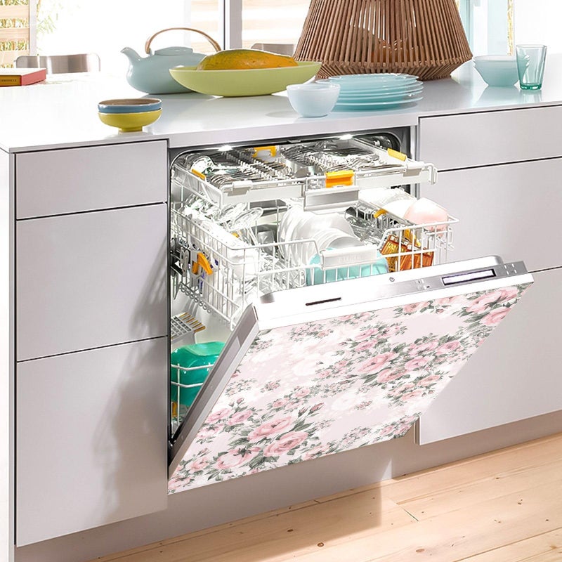 BOENLE Floral Pink Roses Bouquets Dishwasher Magnet Cover Sticker Magnetic Refrigerator Panel Front Door Fridge Microwave Decal Decorative Vinyl - Image 5