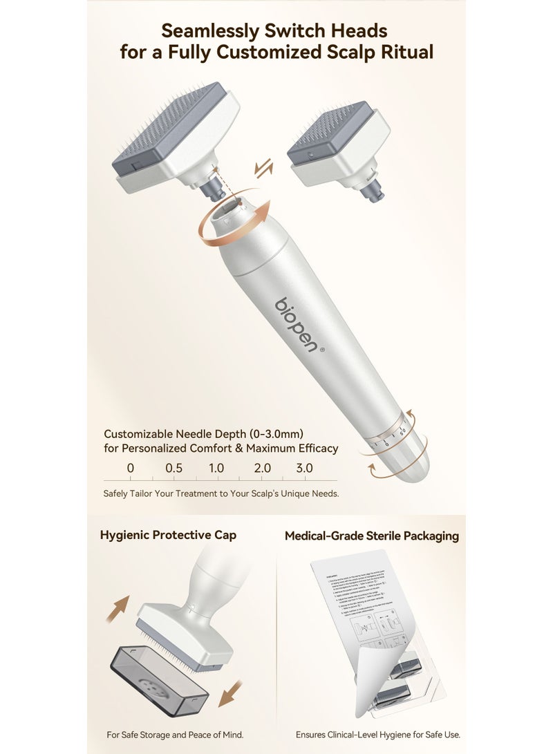 Bio Adjustable Microneedle Stamping Skin Pen, 64-120 Needle Replacement, Needle Size 0-3.0mm, Suitable for Facial, Scalp, Beard, and Body Care - Image 3