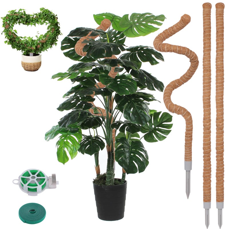LIFENEST 3 Pack Moss Pole, 50 Inch Monstera Plant Support, Tall Moss Poles for Climbing Plants Indoor DIY, Coco Coir Plant Pole Moss Plant Stick Support Stake Kit for Potted Plants, Pothos, Philodendron - Image 1