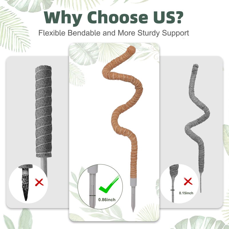LIFENEST 3 Pack Moss Pole, 50 Inch Monstera Plant Support, Tall Moss Poles for Climbing Plants Indoor DIY, Coco Coir Plant Pole Moss Plant Stick Support Stake Kit for Potted Plants, Pothos, Philodendron - Image 2