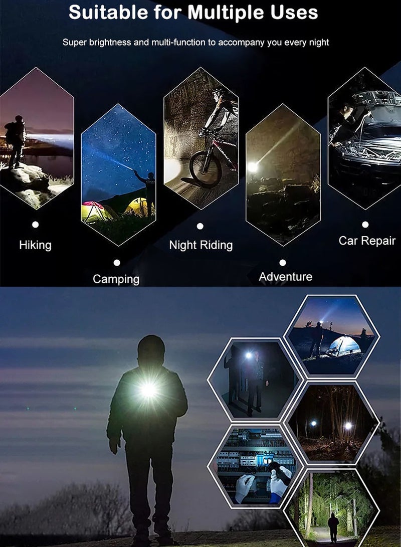 QUTOOB Rechargeable Multifunctional Flashlight, 3 Modes, Zoomable Spotlight, SOS Strobe Mode, COB LED Light, High-Power, Waterproof, Flash Light for Camping, Hiking, Desert, Trips, Emergency Use - Image 3