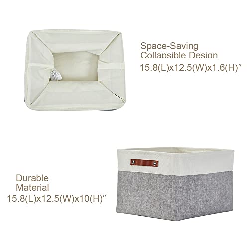 DECOMOMO Storage Baskets for Shelves - Fabric Storage Bins, Linen Closet Organizers and Storage (Grey & White, XL - 3 Pack) - Image 4
