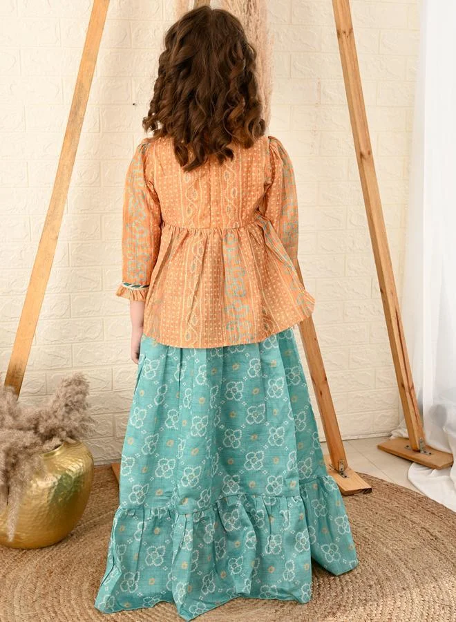 ليل بيكس طقم شولي بتصميم بيبلوم من ديزاينر مع لينجا