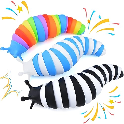 Cevioce Fidget Slug Toy3Pcs Sensory Slug Fidget Toy for Kids Adults Cute 3D Articulated Stim Toy Easter Gifts for Kids Boys Girls ADHD Autism Easter Basket Stuffers for Kids Toddlers - Image 1