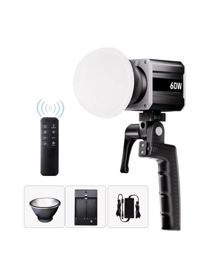 والالا إضاءة الفيديو 60W COB لإضاءة التصوير ، ثلاثية اللون 2800K-6800K ، شاشة LCD ، 9 تأثيرات خاصة ، مروحة للبث المباشر - Image 1