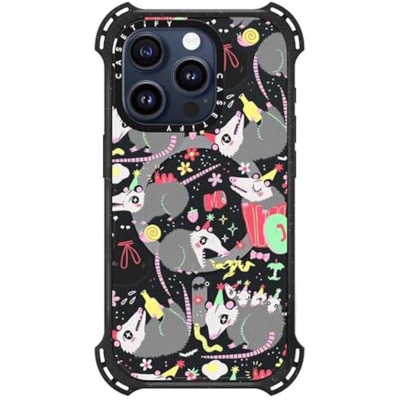 Casetify Bounce iPhone 15 Pro Case 【6X Military Grade Drop Tested / 21.3ft Drop Protection/Compatible with Magsafe】 - Opossum Symposium - Triple Black - Image 2
