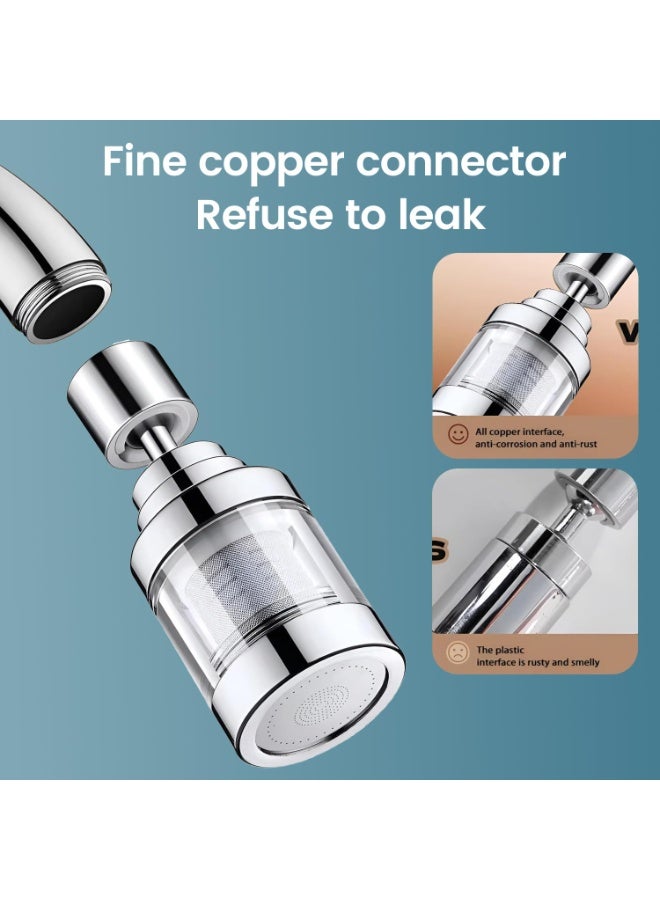 Sink filter water filter, 3-function 360 ° rotating kitchen faucet filter, stainless steel core - removes chlorine, fluoride, heavy metals, and reduces kitchen hard water minerals - Image 5