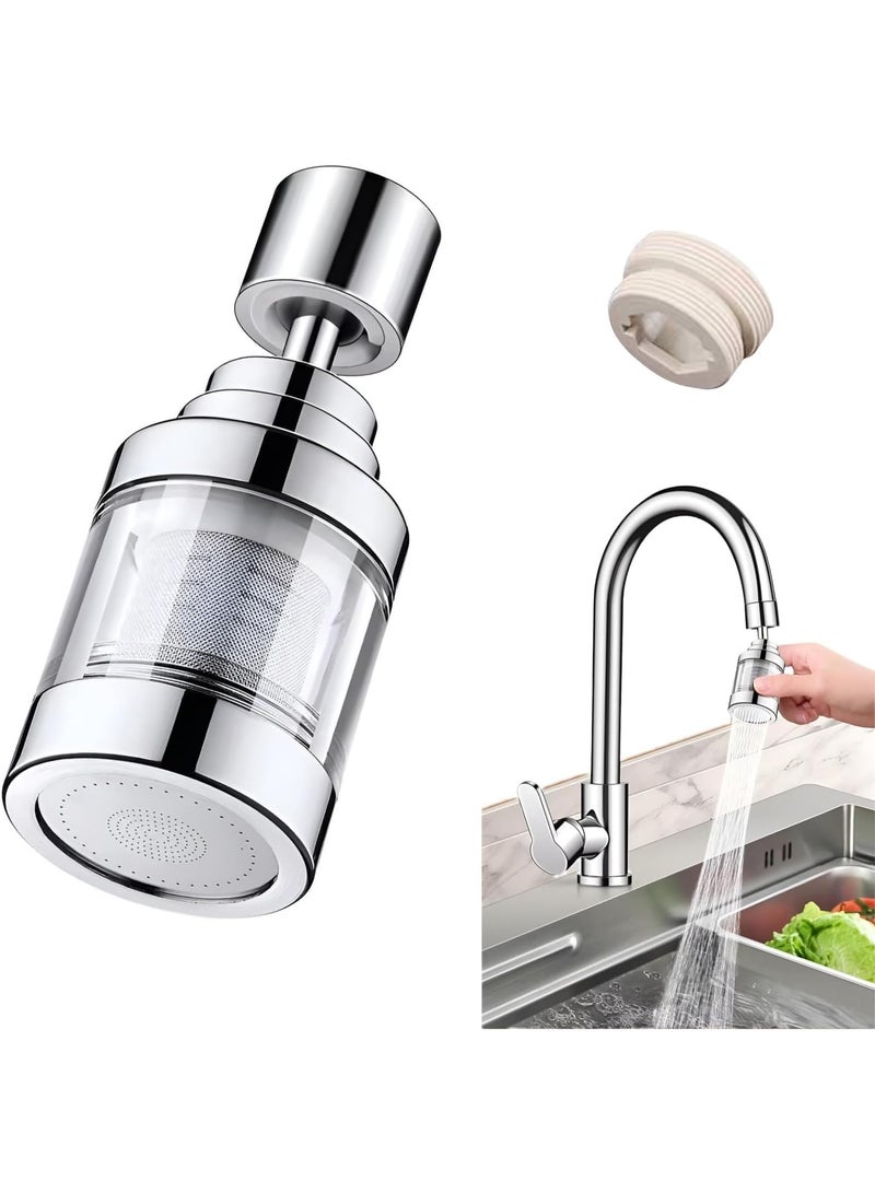 Sink filter water filter, 3-function 360 ° rotating kitchen faucet filter, stainless steel core - removes chlorine, fluoride, heavy metals, and reduces kitchen hard water minerals - Image 1