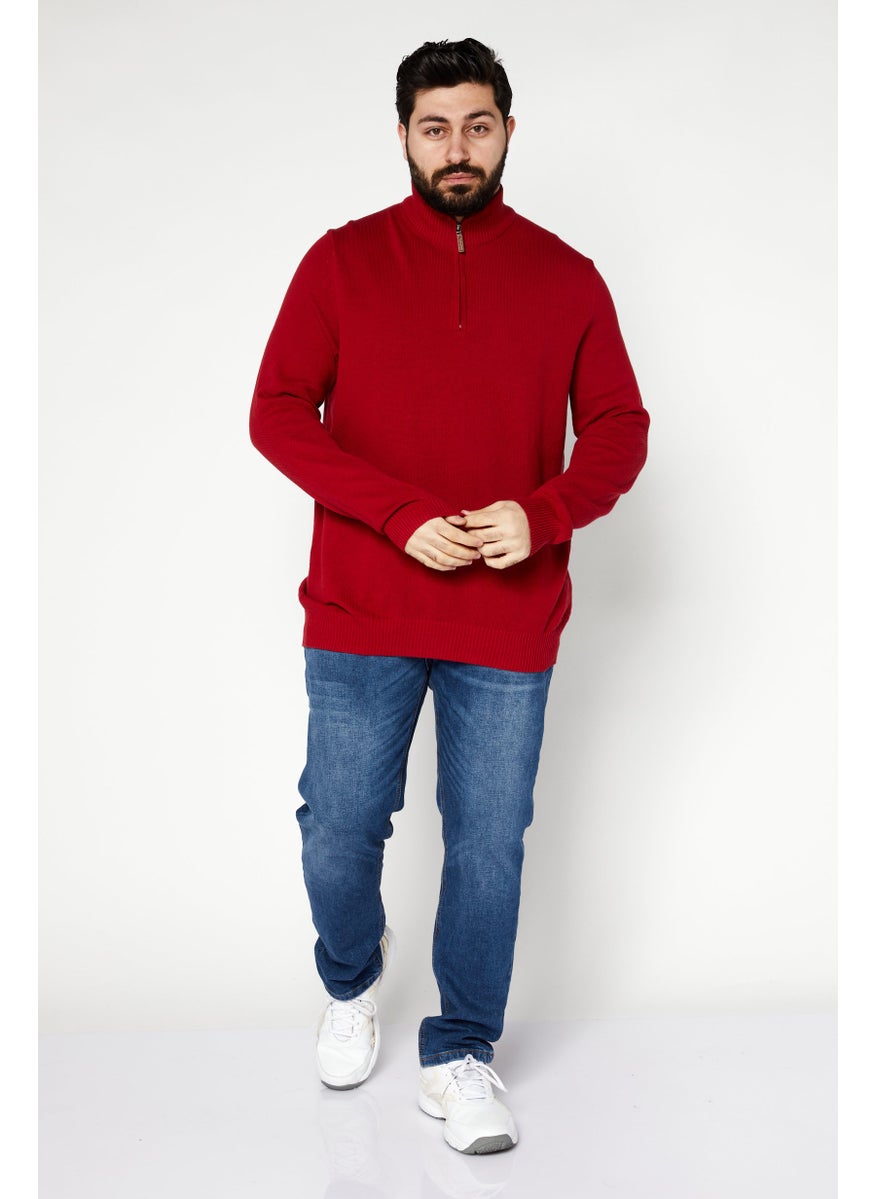 Club Room - Men Mock Neck Knitted Long Sleeve Sweaters, Red - Image 1