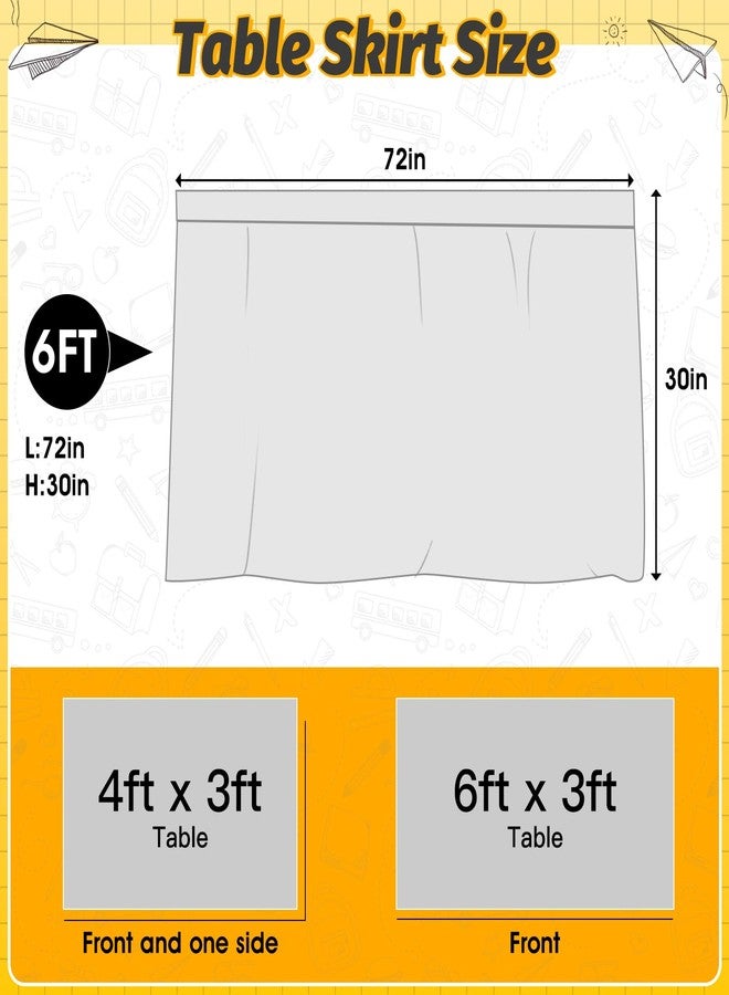AKAIXI 6FT Black and White Composition Table Skirt Teacher Desk Curtain Skirts for Classroom Decorations Rectangle Table Cover Skirt for Back to School Party Supplies Kindergarten Office Bookcase Cabinet - Image 2