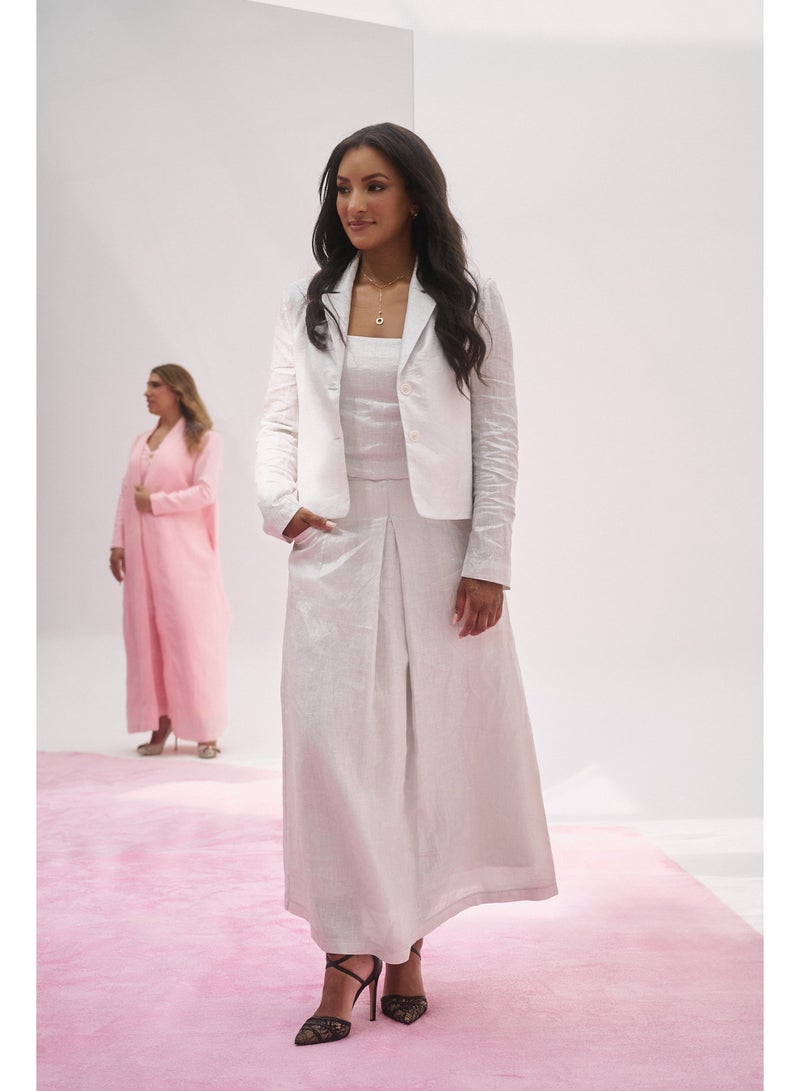 UMAY FASHION EVARA CROP TOP | GLOSSY WHITE - Image 4