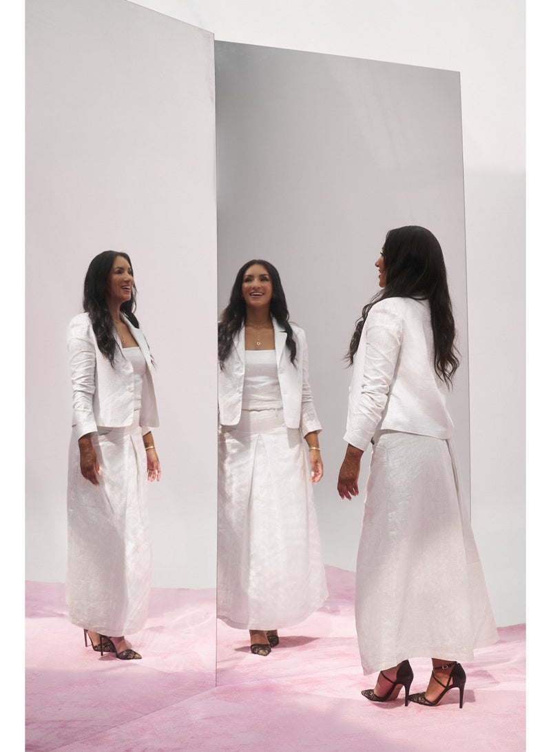 UMAY FASHION EVARA CROP TOP | GLOSSY WHITE - Image 5