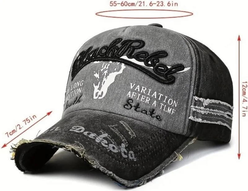 Tezzgelsin Unisex Cotton Black Rebel Vintage Cap Hat