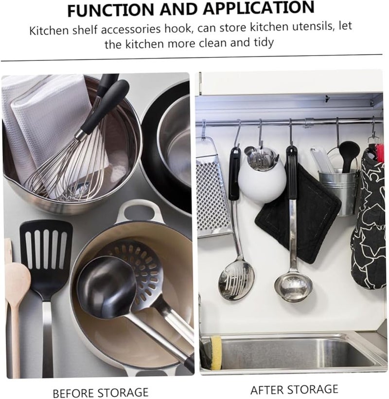 Cabilock 5Pcs Wall Mounted Kitchen Storage Shelf Knife Cutting Board Holder 6X2 5X1CM Silver J Hooks Space Saving Organizer - Image 4