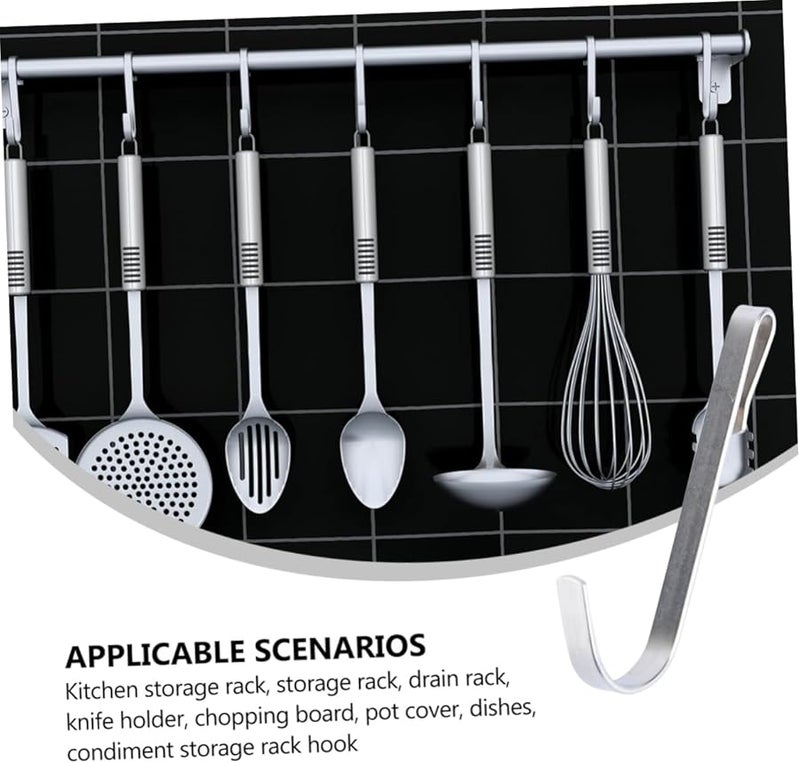 Cabilock 5Pcs Wall Mounted Kitchen Storage Shelf Knife Cutting Board Holder 6X2 5X1CM Silver J Hooks Space Saving Organizer - Image 5