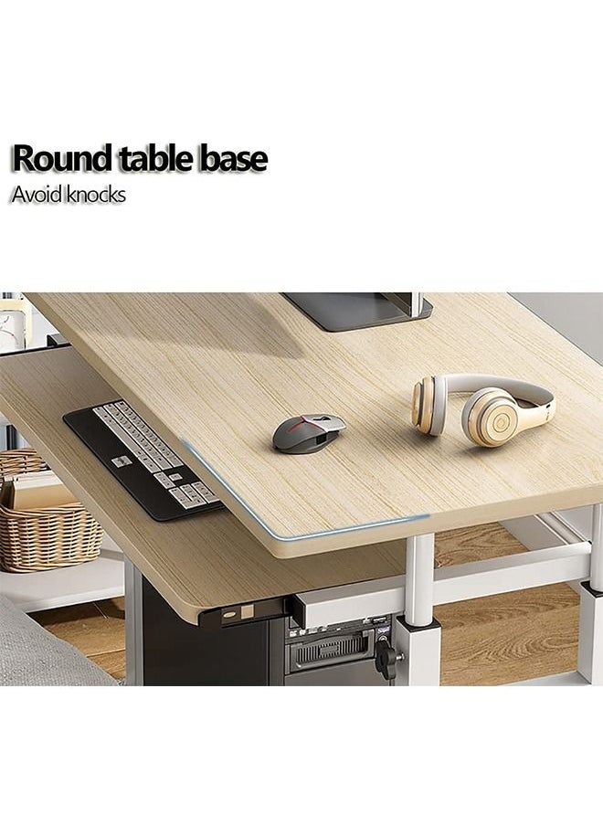 Generic - Laptop Table Laptop Desk Computer Mobile Workstations Height Adjustable with Keyboard Tray, Bottom Storage Rack and Wrist Mouse Pad 45x80cm Large Desk - Image 1