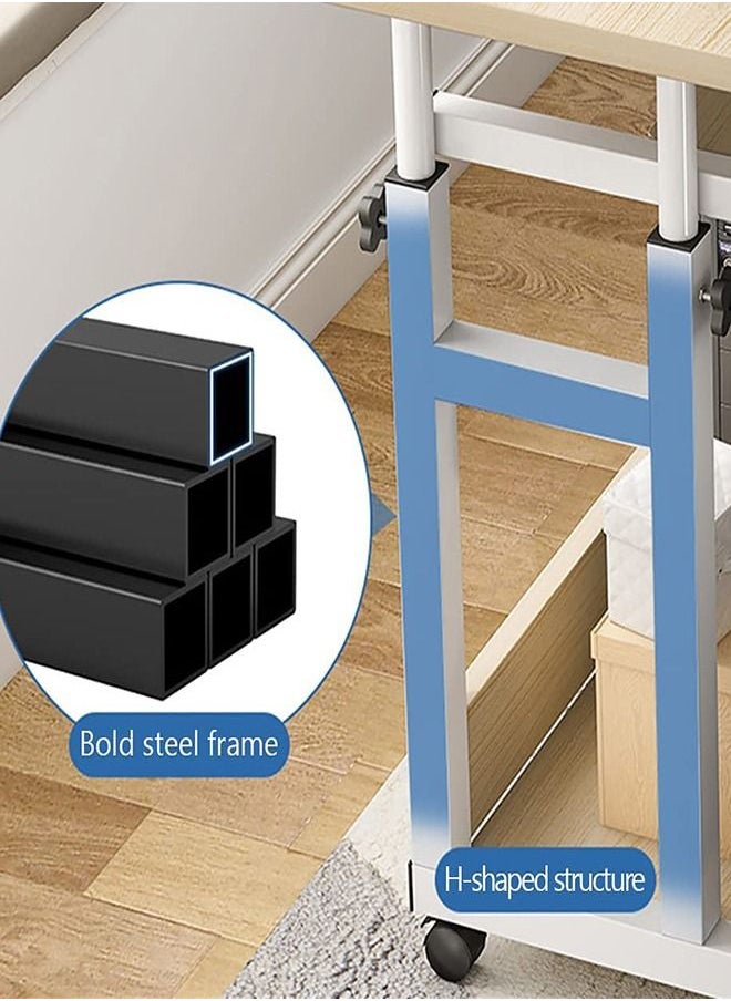 Generic - Laptop Table Laptop Desk Computer Mobile Workstations Height Adjustable with Keyboard Tray, Bottom Storage Rack and Wrist Mouse Pad 45x80cm Large Desk - Image 1
