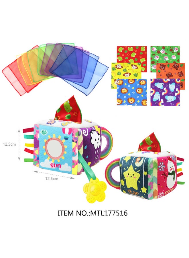 Early Education Baby Puzzle Tissue Box Toy Baby Simulation Learning Finger Exercise Paper Towel Cloth Book Baby Toy-Color:Square Box - Image 1
