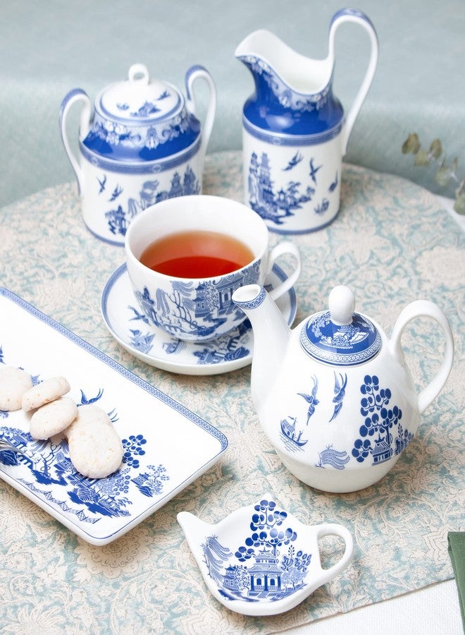 Grace Teaware Bone China Blue Willow Serving Tray 9.75 x 5-Inch (Single) - Image 3