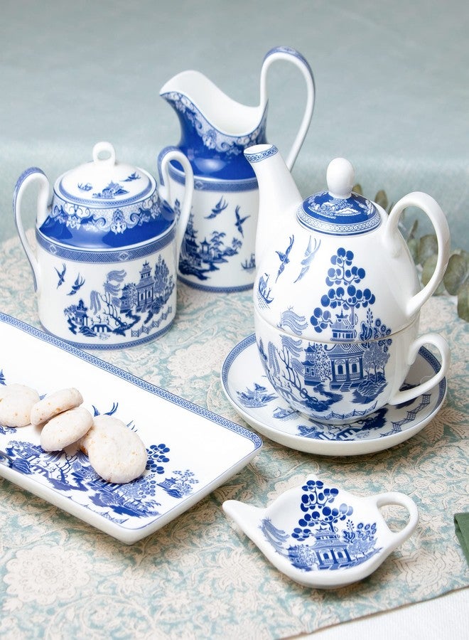 Grace Teaware Bone China Blue Willow Serving Tray 9.75 x 5-Inch (Single) - Image 2