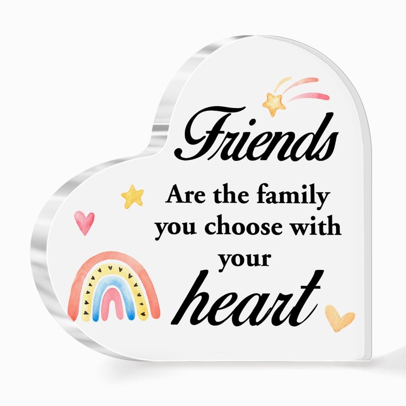 aPamr Gift for Friend Acrylic Heart Sign Gift for Woman Bestie Friend Coworker Birthday Going Away Retirement Friends Are The Family You Choose Sign Plaque Gift for Friendship Keepsake Desk Decor A536 - Image 1