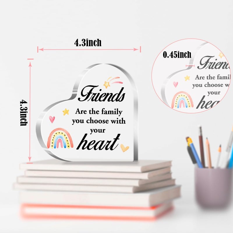 aPamr Gift for Friend Acrylic Heart Sign Gift for Woman Bestie Friend Coworker Birthday Going Away Retirement Friends Are The Family You Choose Sign Plaque Gift for Friendship Keepsake Desk Decor A536 - Image 3