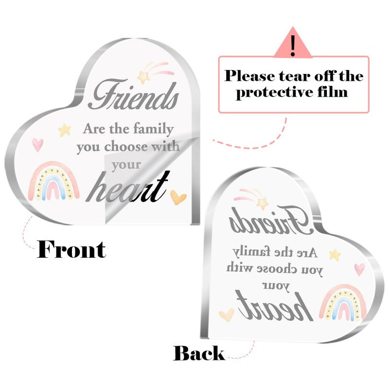 aPamr Gift for Friend Acrylic Heart Sign Gift for Woman Bestie Friend Coworker Birthday Going Away Retirement Friends Are The Family You Choose Sign Plaque Gift for Friendship Keepsake Desk Decor A536 - Image 2