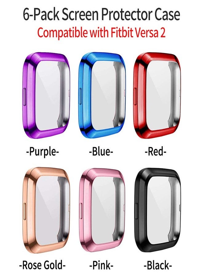 RICHONE [6-Pack] Screen Protector Case Compatible with Fitbit Versa 2 Smartwatch, All-Around TPU Plated Protective Cover Scratch Resistant Bumper Shell Accessories (6 Colors, Versa 2) - Image 5