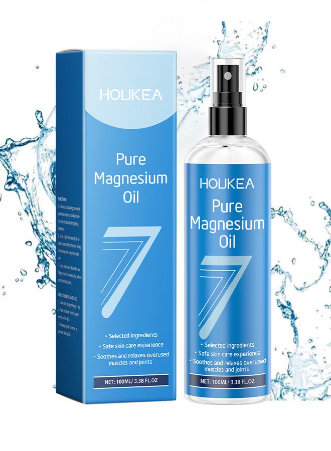 هوكيا  بخاخ زيت المغنيسيوم النقي، يعزز النوم الهادئ والاسترخاء، مغنيسيوم موضعي طبيعي عضوي للنوم المريح ليلا، غير دهني للقدمين واليدين والجسم، النوم، آلام العضلات والتشنجات، 100 مل - Image 1