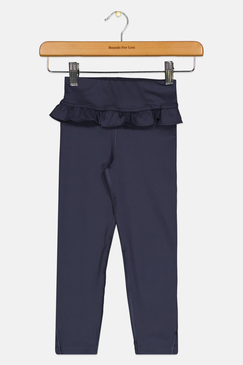 Adidas Kids Girl Tight Fit High Rise Yoga Leggings, Navy Blue - Image 2