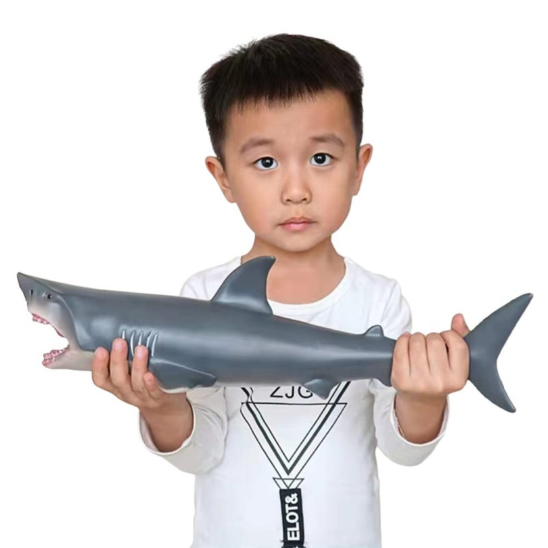 SmilerSmile Simulated Ocean Big Animal, One pc 15Inch Soft Filled Rubber Sea Educational Toys (Great White Shark) - Image 1